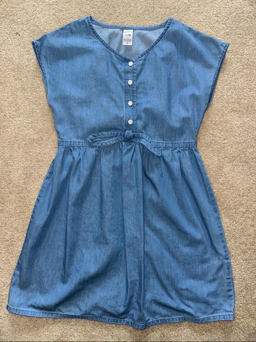 Carter's Light Blue Denim Button-Front Tie-Waist Dress